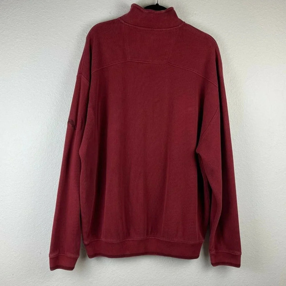 Tommy Bahama Sweater Mens Size XL 1/4 Zip Pullover Long Sleeve Cotton Knit Red - Picture 2 of 8